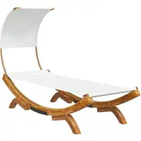 vidaXL Loungebed met luifel 100x200x126 cm massief gebogen hout crème