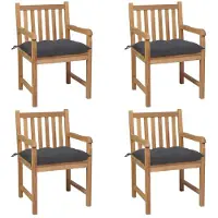 vidaXL Tuinstoelen 4 st met antracietkleurige kussens massief teakhout