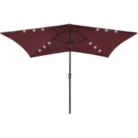 vidaXL Parasol met LED's en stalen paal 2x3 m bordeauxrood