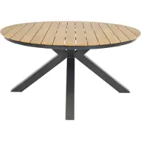 Lesli Living Arezzo Tafel - Doorsnede 150cm - Hoogte 74cm - Aluminium frame anthracite - Polywood teaklook