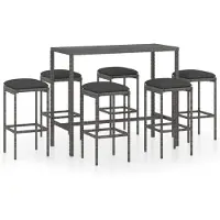 vidaXL 7-delige Tuinbarset met kussens poly rattan grijs