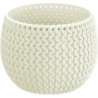 Prosperplast Plantenpot/bloempot kunststof dia 14.5 cm en hoogte 11 cm creme wit - Plantenpotten