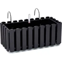 Prosperplast Fence-look plantenbak/bloembak - kunststof - 38 x 18 x 16 cm - antraciet - hangend - voor binnen en buiten