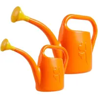 Prosperplast Combi-set kunststof bloemen/planten gieters met broeskop/sproeikop oranje 1.8 en 4,5 liter - Gieters