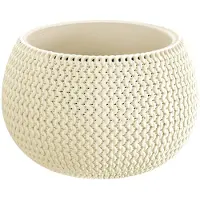 Prosperplast Plantenpot/bloempot Splofy - creme wit - kunststof - D29 x H20 cm - binnen/buiten pot - Plantenpotten