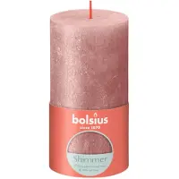 Bolsius Stompkaars Rustiek Shimmer Roze 60 Uur D 6,8 H 13 Cm