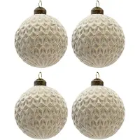 Clayre & Eef Grijze Doos kerstballen Ø 8 cm (set 4) 6GL3298