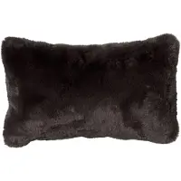 Dutch decor - ZAYA - Kussenhoes 30x50 cm - bontlook - effen kleur - Raven - zwart