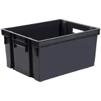 Eda Plastiques Kunststof opbergkrat stapelbaar zwart L44 x B35 x H24 cm - Opbergbox