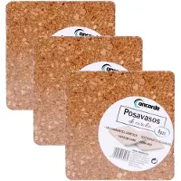 Concord 12x Vierkante onderzetters van kurk 10 x 10 cm - Glazenonderzetters