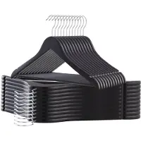 Acaza Kledinghangers - massief hout - 30 stuks - zwart