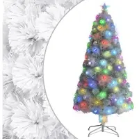 vidaXL Kunstkerstboom met verlichting 120 cm glasvezel wit