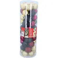 Christmas gifts Kerstballen Set Zwart/Goud/Rood - 50 Stuks Kunststof Kerstballen - Kerstversiering