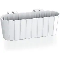 Prosperplast Kunststof rechthoekige balkon plantenbak/bloembak met haken wit 38 cm - Plantenbakken