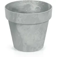 Prosperplast Kunststof bloempotten/plantenpotten betonlook 25 cm licht grijs - Plantenpotten