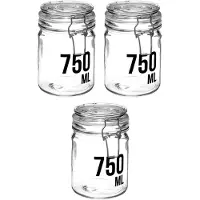 Secret De Gourmet 3x stuks inmaakpotten/voorraadpotten 0,75L glas met beugelsluiting - Voorraadpot