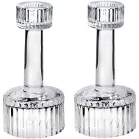 Concorde Set van 2x stuks kaarsen kandelaar van decoratief glas 7 x 15 cm - kaars kandelaars