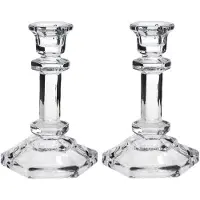 Concorde Set van 2x stuks kaarsen kandelaar van decoratief glas 9.5 x 14 cm - kaars kandelaars