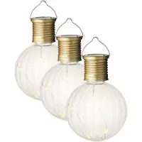 Lumineo 3x Buiten LED lampion solar verlichting 11 cm - Lampionnen