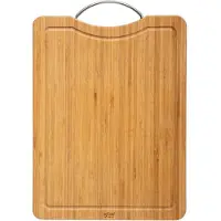 Secret De Gourmet Snijplank met metalen handvat 30 x 20 cm van bamboe hout - Snijplanken