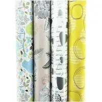 Benza Assortiment inpakpapier cadeaupapier met zeer mooie designs - 300 x 70 cm - 4 Rollen