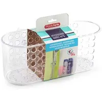 Forte Plastics 1x Transparante badkamerbakjes met zuignappen 26 x 12 cm - Opbergbox