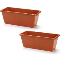 Forte Plastics 2x stuks plantenbak terra cotta rechthoekig 40 x 18 x 15 cm - Plantenbakken