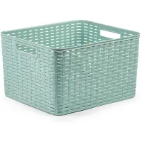 PlasticForte Opbergmand - Kastmand - rotan kunststof - mintgroen - 28 Liter - 34 x 40 x 23 cm - Opbergmanden