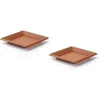 Forte Plastics 2x stuks opvangschaal Plantenbak terra cotta vierkant voor een 30 cm diameter pot - Plantenbakken
