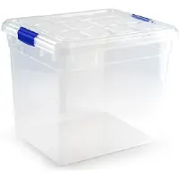 PlasticForte 1x Opslagbakken/organizers met deksel 35 liter transparant - Opbergbox