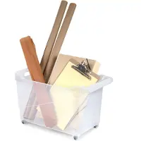 Forte Plastics Kunststof trolley transparant op wieltjes L45 x B24 x H27 cm - Opberg trolley