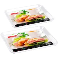 Forte Plastics Dienbladen/Serveerbladen voordeelset van 2 formaten in wit kunststof - Dienbladen