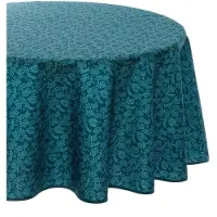 Atmosphera Tafelkleed rond 180 cm blad print petrol blauw polyester - Tafellakens