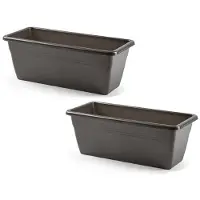 Forte Plastics 2x stuks plantenbak antraciet grijs rechthoekig 40 x 18 x 15 cm - Plantenbakken