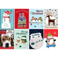 Benza 38 stuks Dubbele Kerstkaarten Assortiment – 8 Designs - FSC Keurmerk - Hotstamp & 3D Applicatie