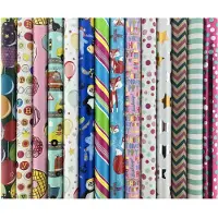 Benza Assortiment luxe cadeaupapier inpakpapier Aller dag en voor kinderen CH5 - 200 x 70 cm - 8 rollen