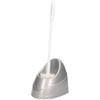 Forte Plastics Zilveren toiletborstels/wc-borstels met houder kunststof 45 cm - Toiletborstels