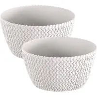 Prosperplast 2x stuks tafelstuk plantenpot/bloempot kunststof dia 24 cm en hoogte 12 cm parel wit - Plantenpotten