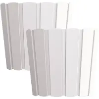 Prosperplast Set van 2x stuks wood-look plantenpot/bloempot kunststof dia 14.5 cm/hoogte 13 cm parel wit - Plantenpotten