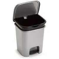 PlasticForte vuilvisbak Pedaalemmer - zilver - 7,5 liter - 24 x 22 x 25 cm - kunststof - afval - Pedaalemmers