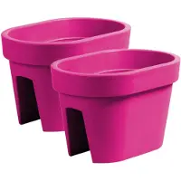 Prosperplast 2x stuks balkon plantenpotten/bloempotten fuchsia roze 12 liter van kunststof 40 x 27 x 25 cm - Plantenpotten