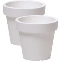 Prosperplast 2x stuks basic plantenpot/bloempot kunststof dia 13.5 cm/hoogte 12 cm parel wit - Plantenpotten