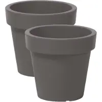 Prosperplast 2x stuks basic plantenpot/bloempot kunststof dia 13.5 cm/hoogte 12 cm steengrijs - Plantenpotten