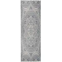vidaXL Buitenkleed, plat geweven, 80x250 cm, blauw patroon