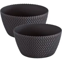 Prosperplast 2x stuks tafelstuk plantenpot/bloempot kunststof dia 24 cm en hoogte 12 cm antraciet grijs - Plantenpotten