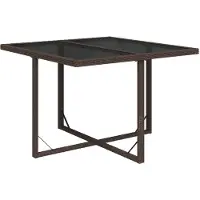 vidaXL Tuintafel 109x107x74 cm poly rattan en glas bruin