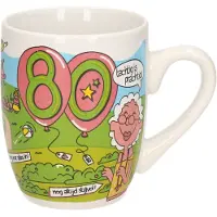 Paper Dreams Cartoon cadeau mok/beker Hoera 80 jaar verjaardag / versiering 300 ml - feest mokken