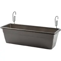 Forte Plastics Hangende reling Plantenbak antraciet grijs rechthoekig 50 x 17 x 15 cm met kunststof beugels - Plantenbakken