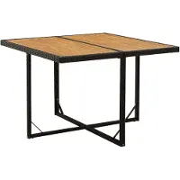 vidaXL Tuintafel 109x107x74 cm poly rattan en massief acaciahout zwart