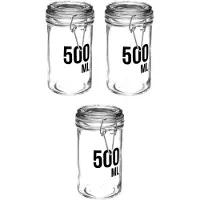 Secret De Gourmet 3x stuks inmaakpotten/voorraadpotten 0,5L glas met beugelsluiting - Voorraadpot